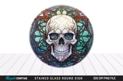 Stained Glass Halloween Skull Wind Spinner Sublimation PNG Product Image 1