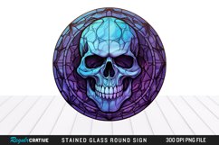 Stained Glass Halloween Skull Wind Spinner Sublimation PNG Product Image 1