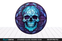 Stained Glass Halloween Skull Wind Spinner Sublimation PNG Product Image 1