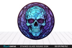 Stained Glass Halloween Skull Wind Spinner Sublimation PNG Product Image 1