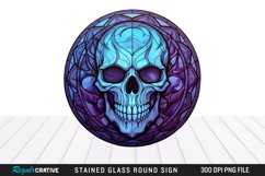 Stained Glass Halloween Skull Wind Spinner Sublimation PNG Product Image 1