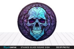 Stained Glass Halloween Skull Wind Spinner Sublimation PNG Product Image 1
