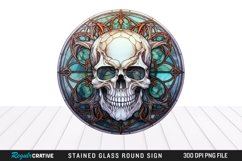 Stained Glass Halloween Skull Wind Spinner Sublimation PNG Product Image 1
