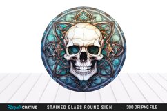 Stained Glass Halloween Skull Wind Spinner Sublimation PNG Product Image 1
