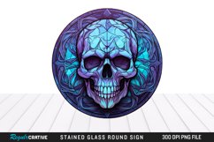 Stained Glass Halloween Skull Wind Spinner Sublimation PNG Product Image 1