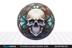 Stained Glass Halloween Skull Wind Spinner Sublimation PNG Product Image 1