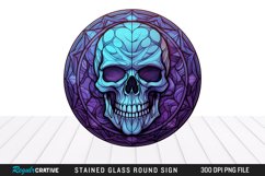 Stained Glass Halloween Skull Wind Spinner Sublimation PNG Product Image 1