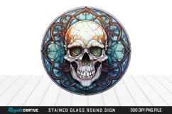 Stained Glass Halloween Skull Wind Spinner Sublimation PNG Product Image 1