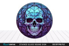 Stained Glass Halloween Skull Wind Spinner Sublimation PNG Product Image 1