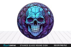 Stained Glass Halloween Skull Wind Spinner Sublimation PNG Product Image 1