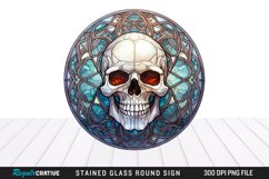 Stained Glass Halloween Skull Wind Spinner Sublimation PNG Product Image 1