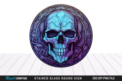 Stained Glass Halloween Skull Wind Spinner Sublimation PNG Product Image 1