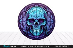 Stained Glass Halloween Skull Wind Spinner Sublimation PNG Product Image 1