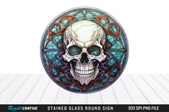 Stained Glass Halloween Skull Wind Spinner Sublimation PNG Product Image 1