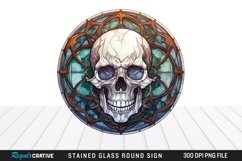 Stained Glass Halloween Skull Wind Spinner Sublimation PNG Product Image 1