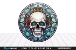Stained Glass Halloween Skull Wind Spinner Sublimation PNG Product Image 1