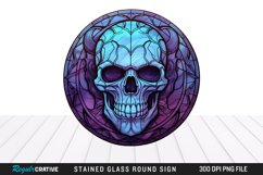 Stained Glass Halloween Skull Wind Spinner Sublimation PNG Product Image 1