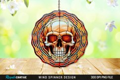 Stained Glass Halloween Skull Wind Spinner Sublimation PNG Product Image 1