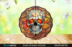 Stained Glass Halloween Skull Wind Spinner Sublimation PNG Product Image 1