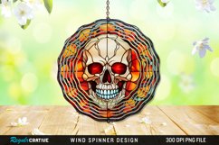 Stained Glass Halloween Skull Wind Spinner Sublimation PNG Product Image 1