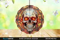 Stained Glass Halloween Skull Wind Spinner Sublimation PNG Product Image 1