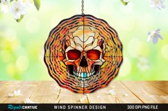 Stained Glass Halloween Skull Wind Spinner Sublimation PNG Product Image 1
