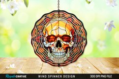 Stained Glass Halloween Skull Wind Spinner Sublimation PNG Product Image 1