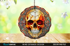 Stained Glass Halloween Skull Wind Spinner Sublimation PNG Product Image 1