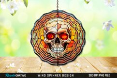 Stained Glass Halloween Skull Wind Spinner Sublimation PNG Product Image 1