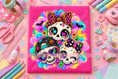 Halloween Skull Trio PNG with Bows, Sunglasses and Cap Product Image 2
