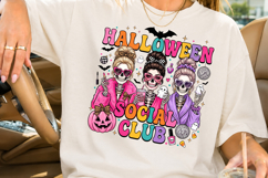 Halloween Social Club Sublimation PNG, Skeleton Girls Product Image 2