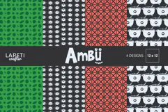 Four Halloween digital papers with spiders cauldrons green spots and coral geometric patterns