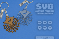 Halloween Spider Web Keychain SVG Product Image 2