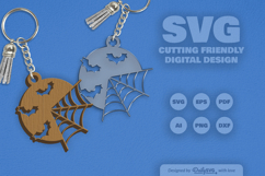 Halloween Spider Web Keychain SVG Product Image 1