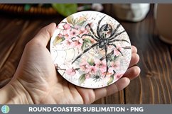 GorgeousHalloween Spiderweb Flowers Round Coaster design.