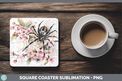 GorgeousHalloween Spiderweb Flowers Square Coaster design.