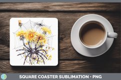 GorgeousHalloween Spiderweb Flowers Square Coaster design.