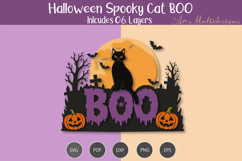 Halloween Spooky Cat BOO 3D Layered SVG Product Image 3
