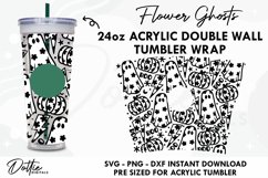 Floral Ghosts Halloween Wrap SVG | 24oz Acrylic Tumbler Product Image 1