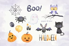 Watercolor Spooky Halloween Clipart, Jack O Lantern PNG Product Image 4
