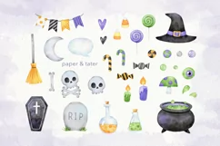 Watercolor Spooky Halloween Clipart, Jack O Lantern PNG Product Image 3