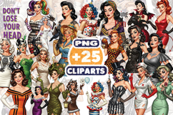 Halloween Spooky Pin Up Girls Clipart | Retro Witch Vampire Product Image 1