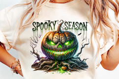 Halloween Spooky Season Creepy Pumpkin Clipart PNG Design Product Image 2