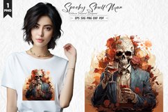  spooky skull man watercolor clipart