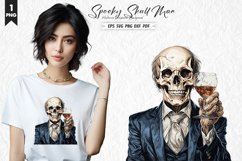 Spooky skull man watercolor clipart