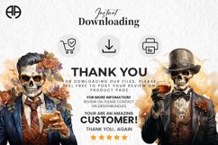 spooky skull man watercolor clipart