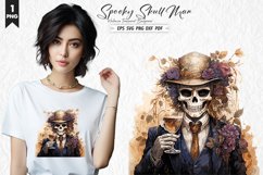 spooky skull man watercolor clipart