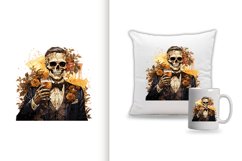 spooky skull man watercolor clipart png