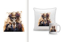 spooky skull man watercolor clipart png