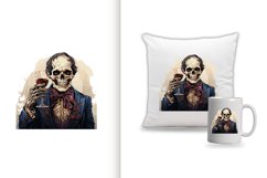 spooky skull man watercolor clipart png